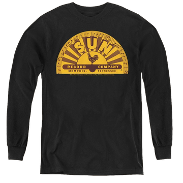 Black youth long sleeve t-shirt with Sun Records Traditional Logo graphic