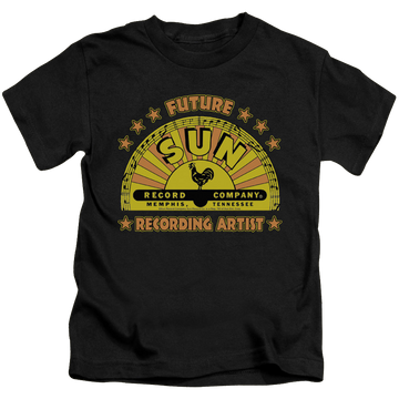 Black kid's t-shirt for ages 4 to 7 with Sun Records Future Recording Artist graphic