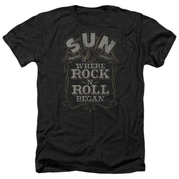 Charcoal men's heather t-shirt with Sun Records Where Rock Began graphic