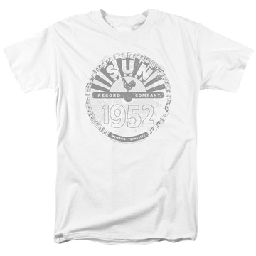 White men's regular fit t-shirt with Sun Records Crusty Logo graphic