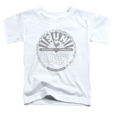 White toddler t-shirt with Sun Records Crusty Logo graphic