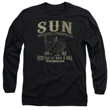 Black men's long sleeve t-shirt with Sun Records Rockabilly Bird graphic