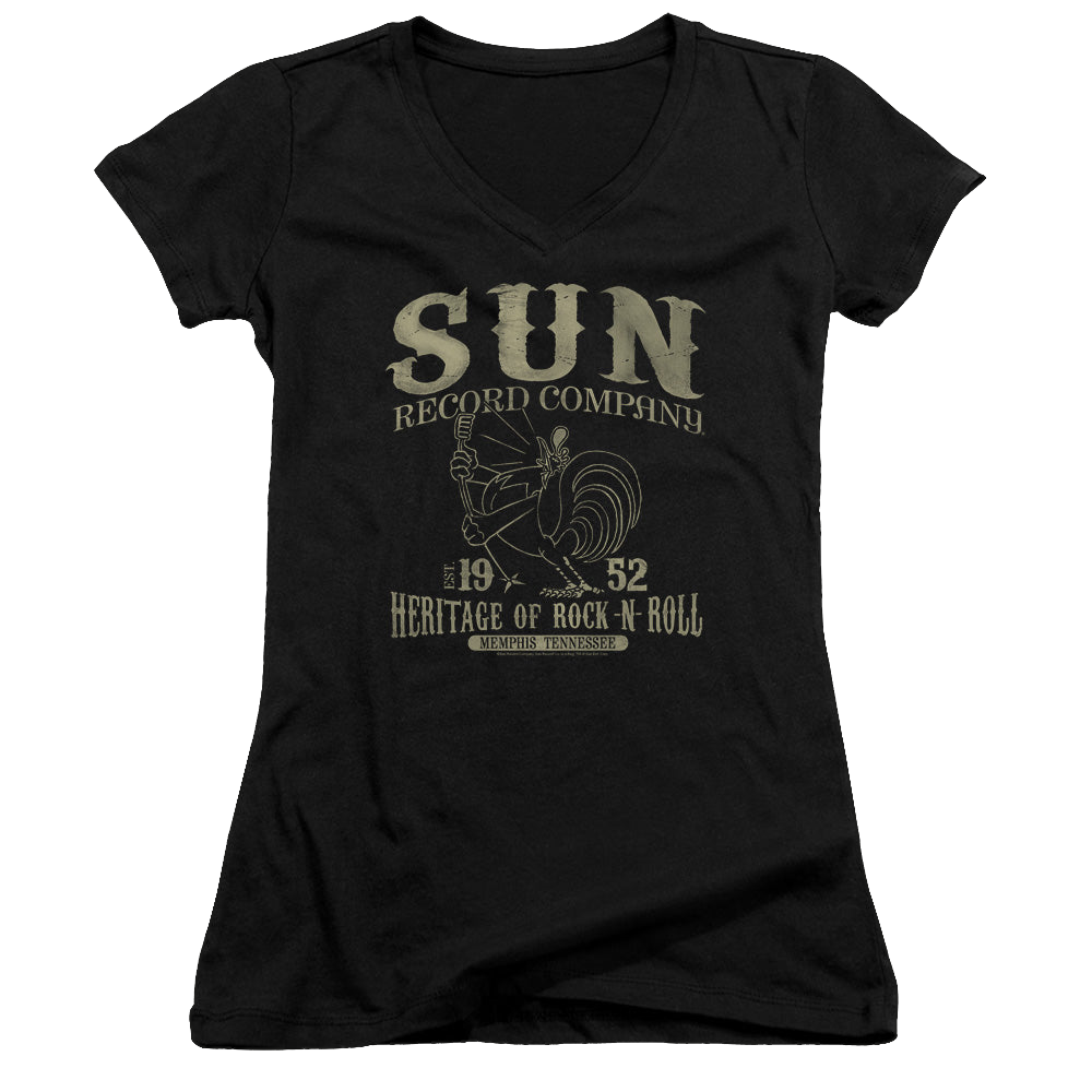 Sun Records Rockabilly Bird - Juniors V-Neck T-Shirt Juniors V-Neck T-Shirt Sun Records