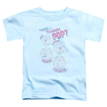 Light blue toddler t-shirt with Tootsie Roll Tootsie Pop Three graphic
