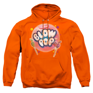 Orange pullover hoodie with Blow Pop Bubble graphic