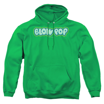 Kelly green pullover hoodie with Blow Pop Logo graphic