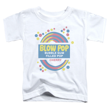 White kid's t-shirt for ages 4 to 7 with Blow Pop Label graphic