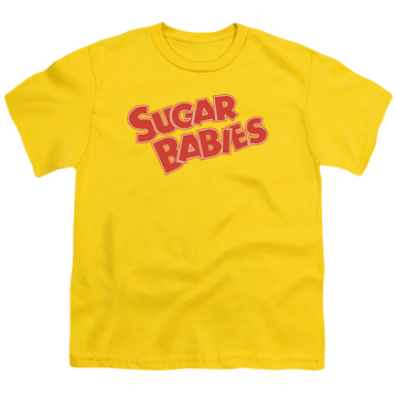 Yellow youth t-shirt for ages 8 to 12 with Sugar Babies graphic