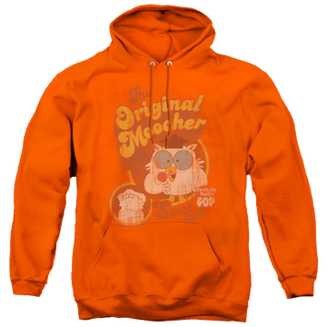 Orange pullover hoodie with Tootsie Roll Tootsie Pop Original Moocher graphic
