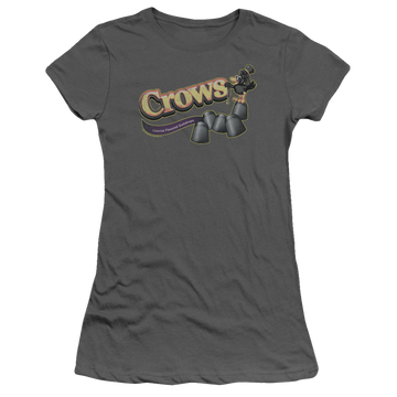 Charcoal juniors t-shirt with Tootsie Roll Crows graphic