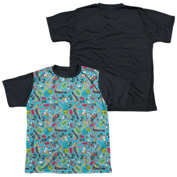 Teen Titans Go! Pattern youth black back t-shirt for ages 8 to 12