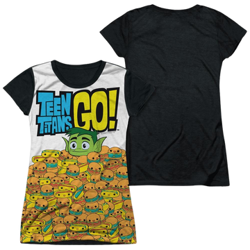 Teen Titans Go! Teen Titans Go Burgers & Dogs juniors black back t-shirt