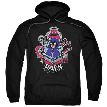 Black pullover hoodie with Teen Titans Go! Teen Titans Go Raven graphic