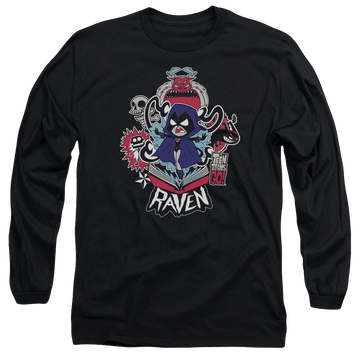 Black men's long sleeve t-shirt with Teen Titans Go! Teen Titans Go Raven graphic