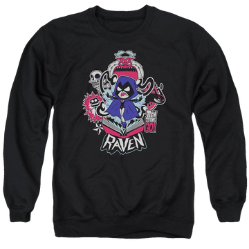 Black men's crewneck sweatshirt with Teen Titans Go! Teen Titans Go Raven graphic