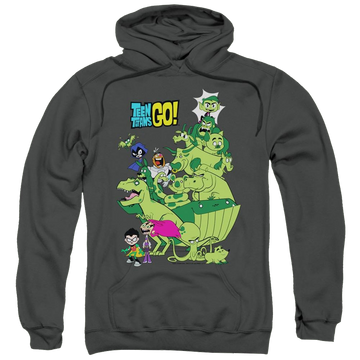 Charcoal pullover hoodie with Teen Titans Go! Teen Titans Go Beast Boy Stack graphic