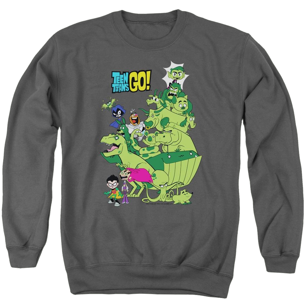 Teen Titans Go Beast Boy Stack Men's Crewneck Sweatshirt Men's Crewneck Sweatshirt Teen Titans Go!