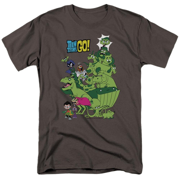 Charcoal men's regular fit t-shirt with Teen Titans Go! Teen Titans Go Beast Boy Stack graphic
