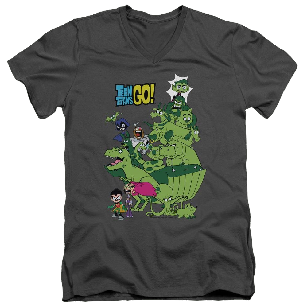 Teen Titans Go Beast Boy Stack Men's V-Neck T-Shirt Men's V-Neck T-Shirt Teen Titans Go!