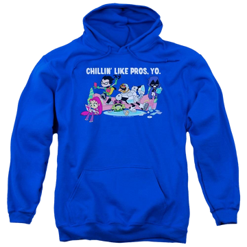 Royal pullover hoodie with Teen Titans Go! Teen Titans Go Like Pros Yo graphic