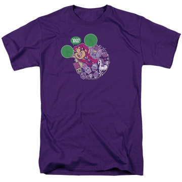 Purple men's regular fit t-shirt with Teen Titans Go! Yay graphic