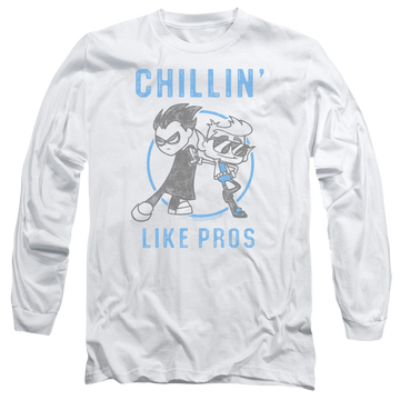 White men's long sleeve t-shirt with Teen Titans Go! Teen Titans Go Like Pros graphic