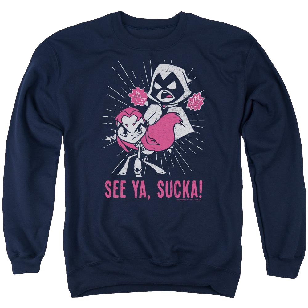Teen Titans Go Suckas Men's Crewneck Sweatshirt Men's Crewneck Sweatshirt Teen Titans Go!