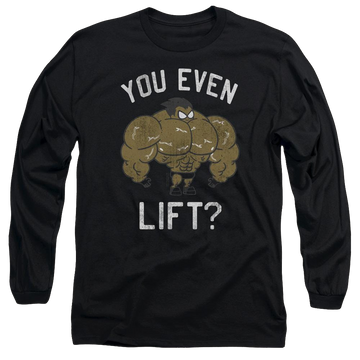 Black men's long sleeve t-shirt with Teen Titans Go! Teen Titans Go You Lift graphic
