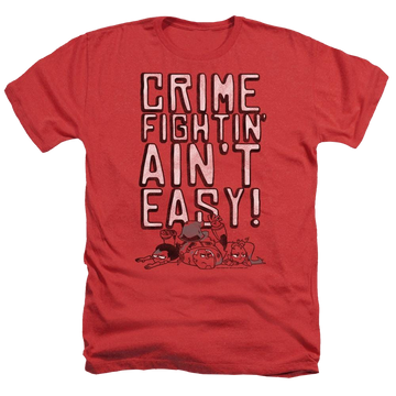 Red men's heather t-shirt with Teen Titans Go! Teen Titans Go Not Easy graphic