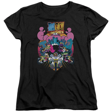 Black women's t-shirt with Teen Titans Go! Teen Titans Go Burst Through graphic