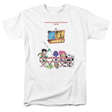 White men's regular fit t-shirt with Teen Titans Go! Teen Titans Go Poster graphic