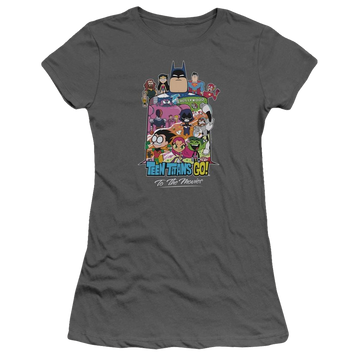 Charcoal juniors t-shirt with Teen Titans Go! Teen Titans Go Hollywood graphic