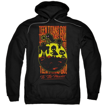 Black pullover hoodie with Teen Titans Go! Teen Titans Go Titans Silhouette graphic