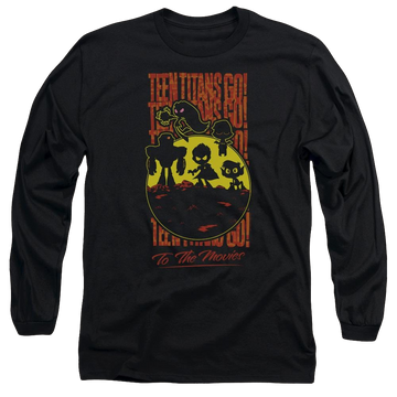 Black men's long sleeve t-shirt with Teen Titans Go! Teen Titans Go Titans Silhouette graphic