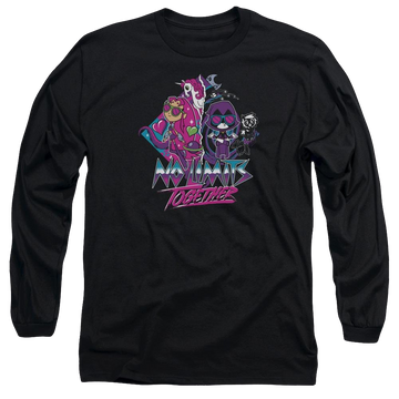 Black men's long sleeve t-shirt with Teen Titans Go! Teen Titans Go No Limits graphic