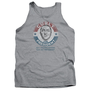 Athletic heather men's tank with The Three Stooges Curly For President graphic