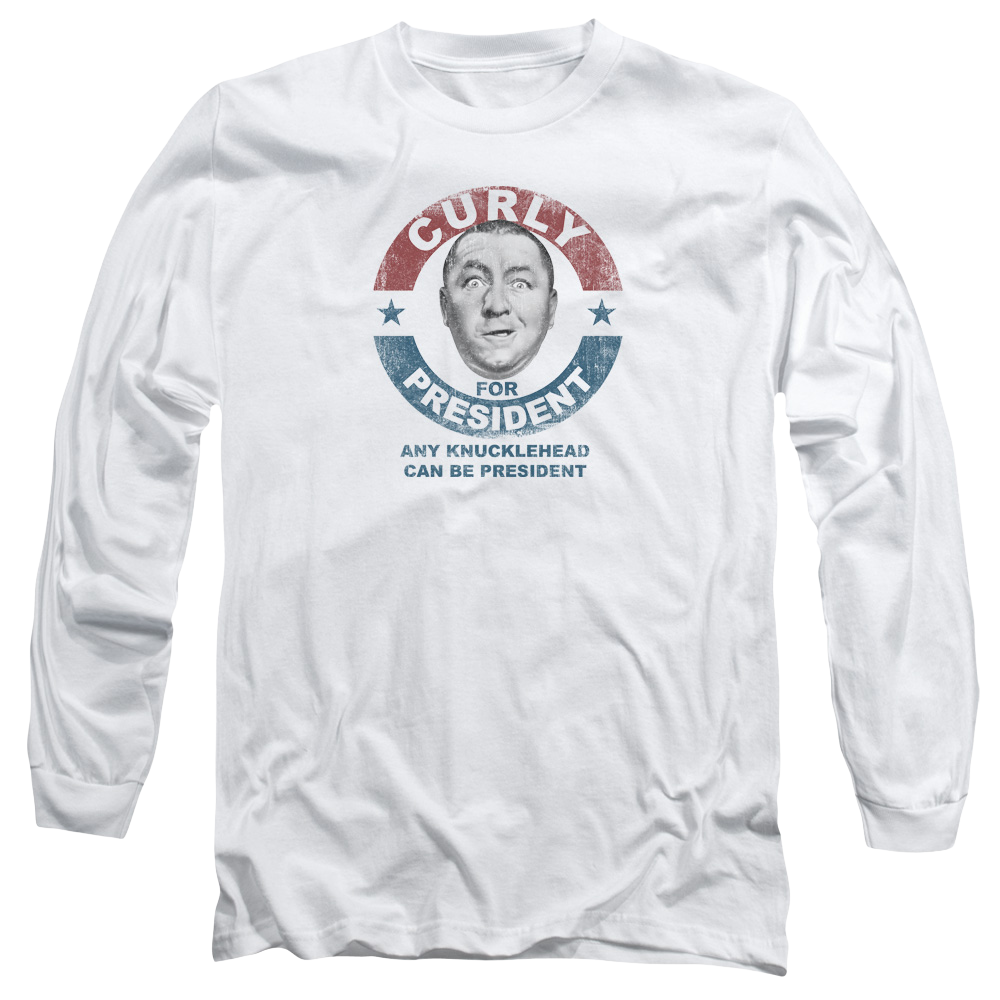 The Three Stooges Curly For President Men's Long Sleeve T-Shirt Men's Long Sleeve T-Shirt The Three Stooges