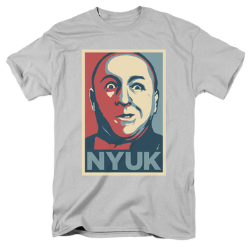 Silver men's regular fit t-shirt with The Three Stooges Nyuk graphic