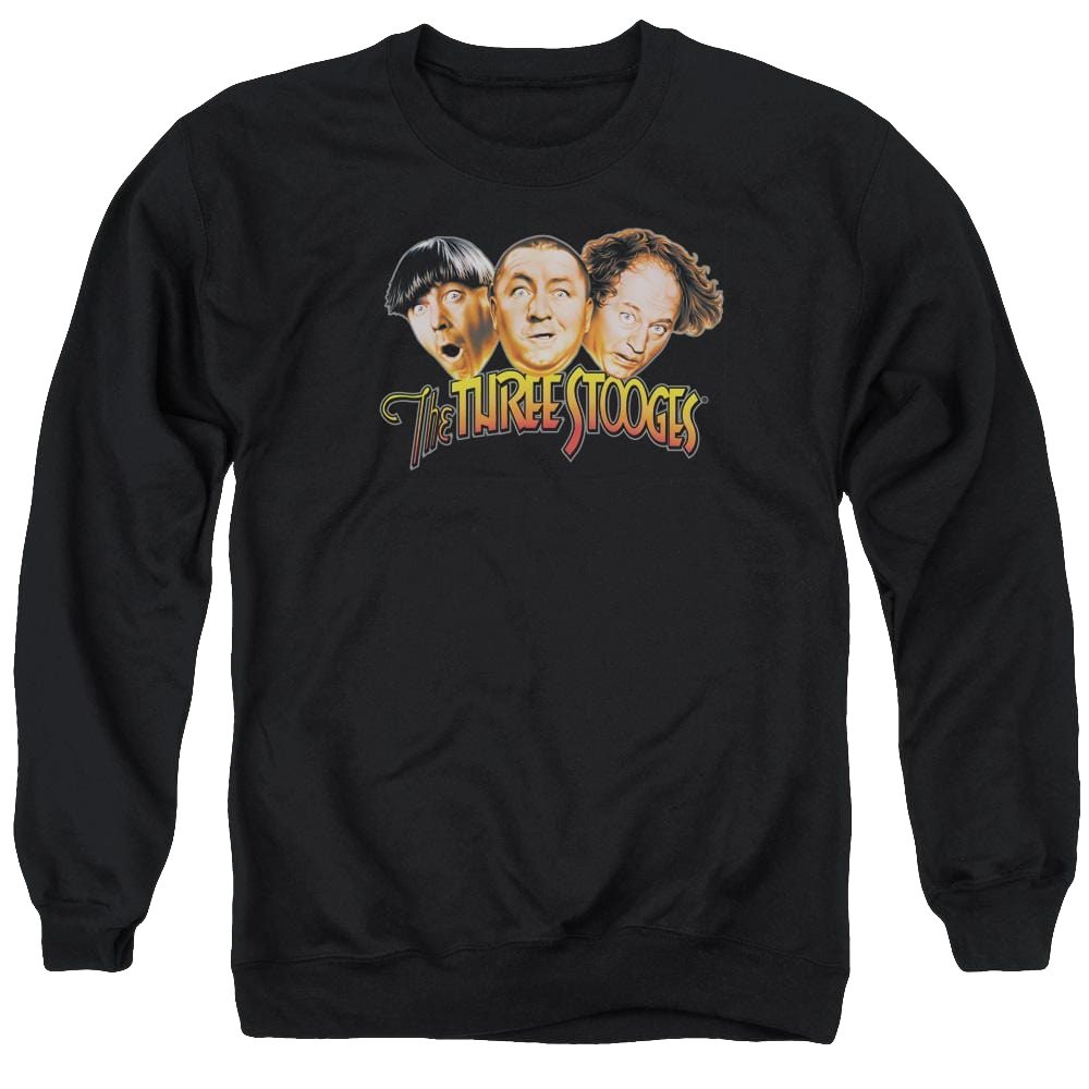 The Three Stooges Three Head Logo Men's Crewneck Sweatshirt Men's Crewneck Sweatshirt The Three Stooges