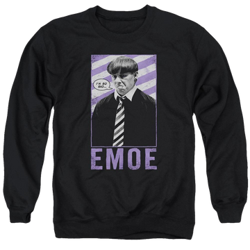 Black men's crewneck sweatshirt with The Three Stooges Emoe graphic