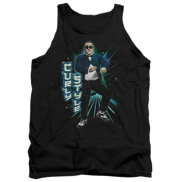 Black men's tank with The Three Stooges Curly Style graphic
