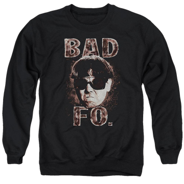 Black men's crewneck sweatshirt with The Three Stooges Bad Moe Fo graphic