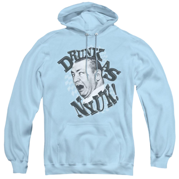 Light blue pullover hoodie with The Three Stooges Drunk graphic