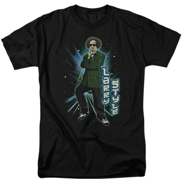 Black men's regular fit t-shirt with The Three Stooges Larry Style graphic