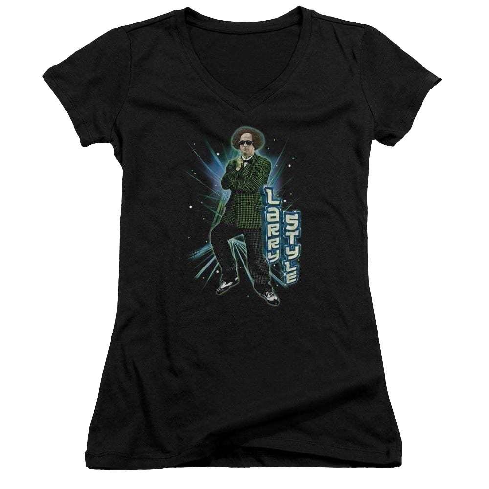 The Three Stooges Larry Style Juniors V-Neck T-Shirt Juniors V-Neck T-Shirt The Three Stooges
