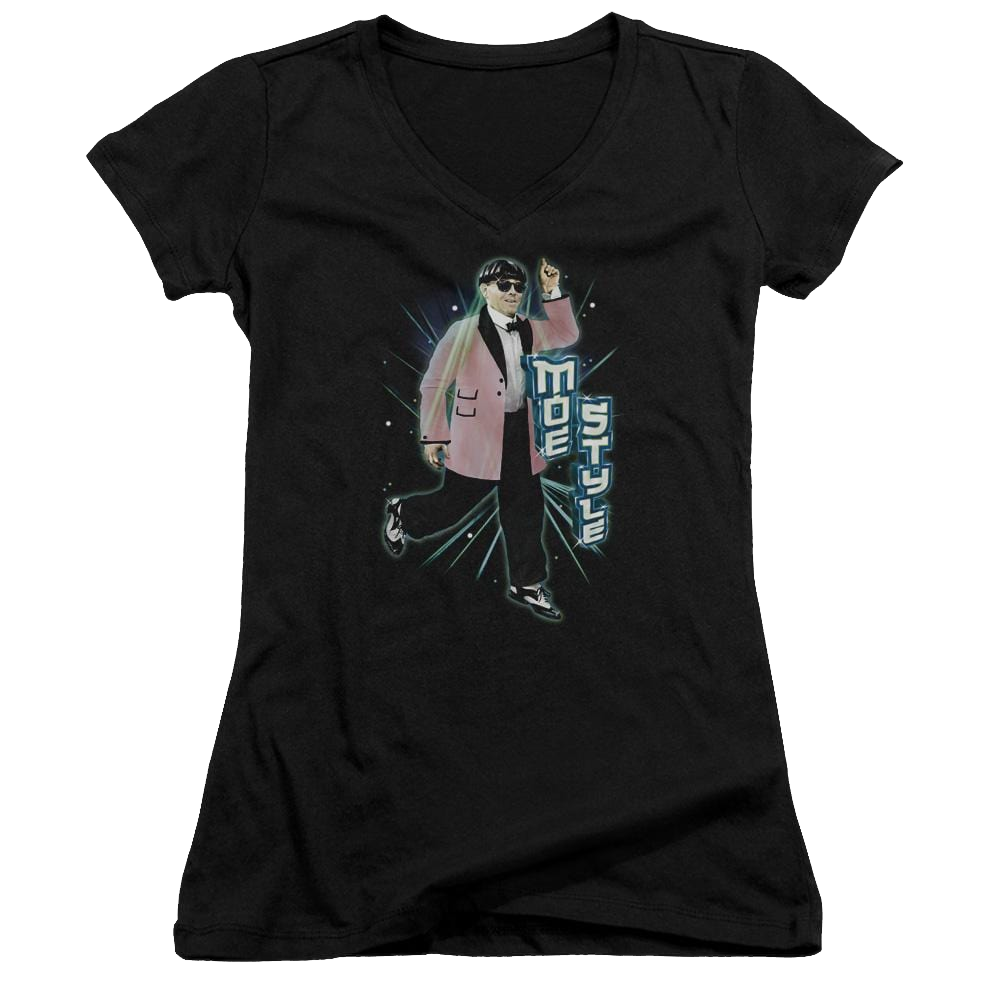 The Three Stooges Moe Style Juniors V-Neck T-Shirt Juniors V-Neck T-Shirt The Three Stooges