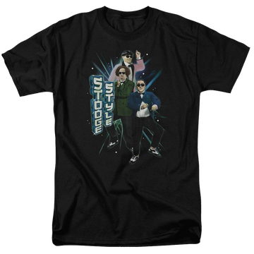 Black men's regular fit t-shirt with The Three Stooges Stooge Style graphic