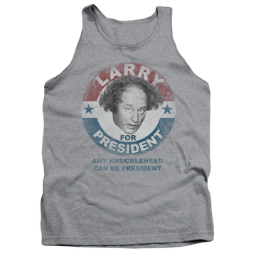 Athletic heather men's tank with The Three Stooges Larry For President graphic