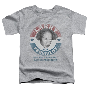 Athletic heather toddler t-shirt with The Three Stooges Larry For President graphic