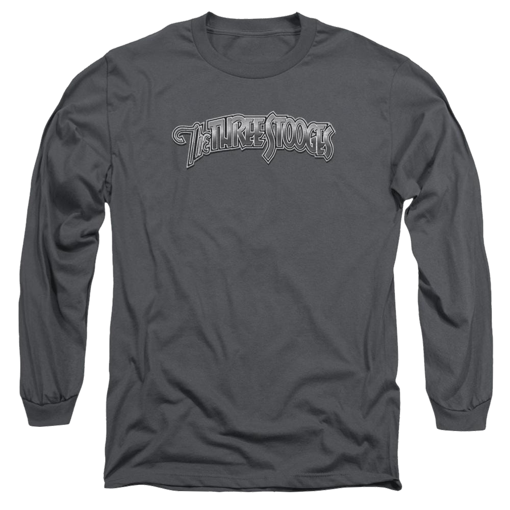 The Three Stooges Metallic Logo Men's Long Sleeve T-Shirt Men's Long Sleeve T-Shirt The Three Stooges